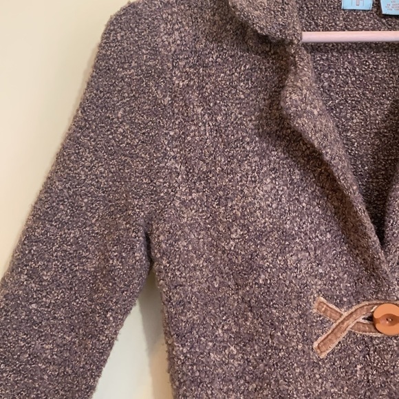 Anthropologie HWR Brown Boucle Knit Velvet Trim Button Cardi Blazer Sweater XS - Picture 11 of 16
